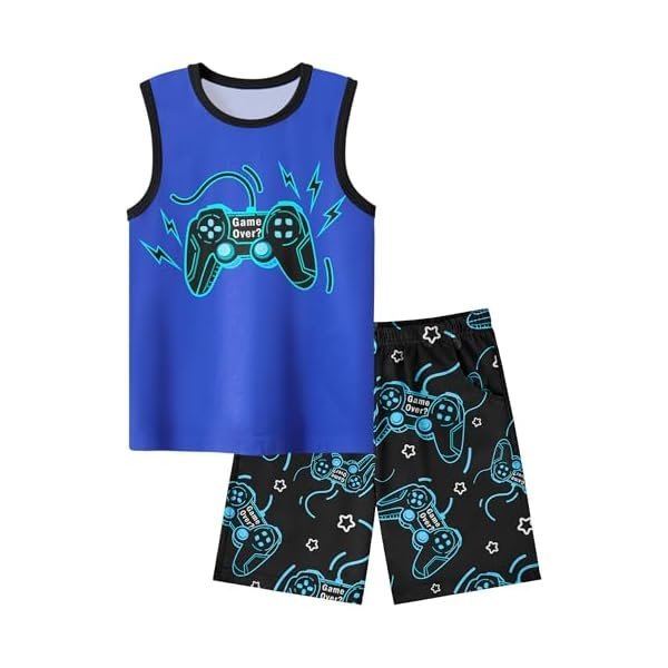Boys Pajamas Big Boys Pjs Set 2-Piece ank Top & Shorts Sleepwear Cute Comfy Kid Clothes Size 8-16