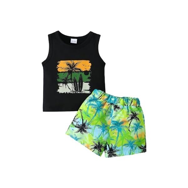 Toddler Baby Boy Summer Clothes 2Pcs Shorts Set Sleeveless Tank Tops Hawaiian T-Shirt Cute Boys Clothing Set