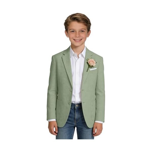 Linen Blazers for Boys Casual Suits Jackets Linen Sports Coats for Kids Summer Blazers for School Wedding