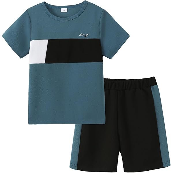 Boy Clothes Kids Boy's Summer Outfits Shorts Sleeve Crewneck T Shirt Tops Tees Shorts Sets Boy's 2 Piece Outfits