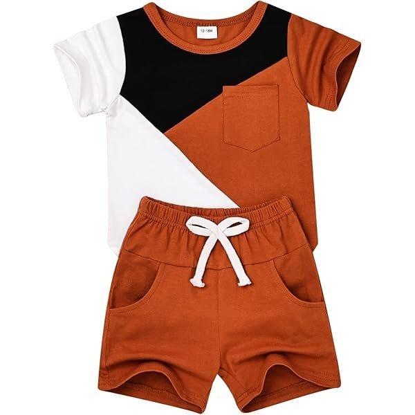 Baby Boy Clothes Toddler Boy Summer Outfits Short Sleeve Patchwork T-Shirt & Shorts Boy Clothes Set 12 Months-4T